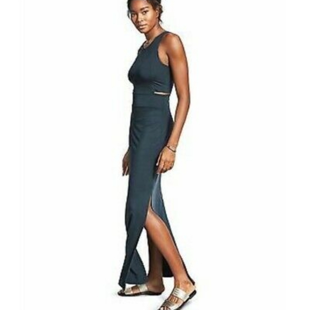 Athleta Abyss Green Side Slit Tencel Maxi Dress, size M (8/10)